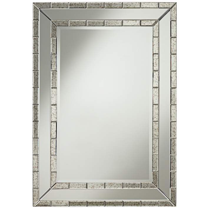 Caldwell Antique Frame 28" X 40" Rectangular Wall Mirror – #47a92 With Rectangle Antique Galvanized Metal Accent Mirrors (View 13 of 15)