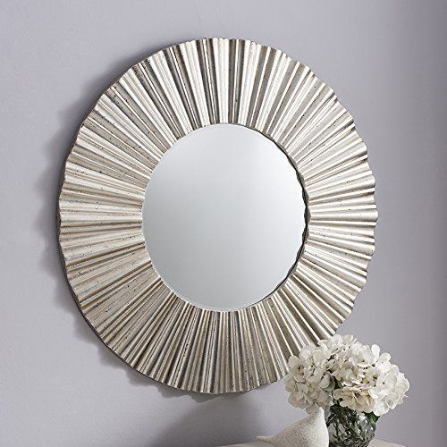Cardew Large Radial Silver Leaf Round Wall Overmantle Mirror – 36 With Silver Leaf Round Wall Mirrors (View 15 of 15)