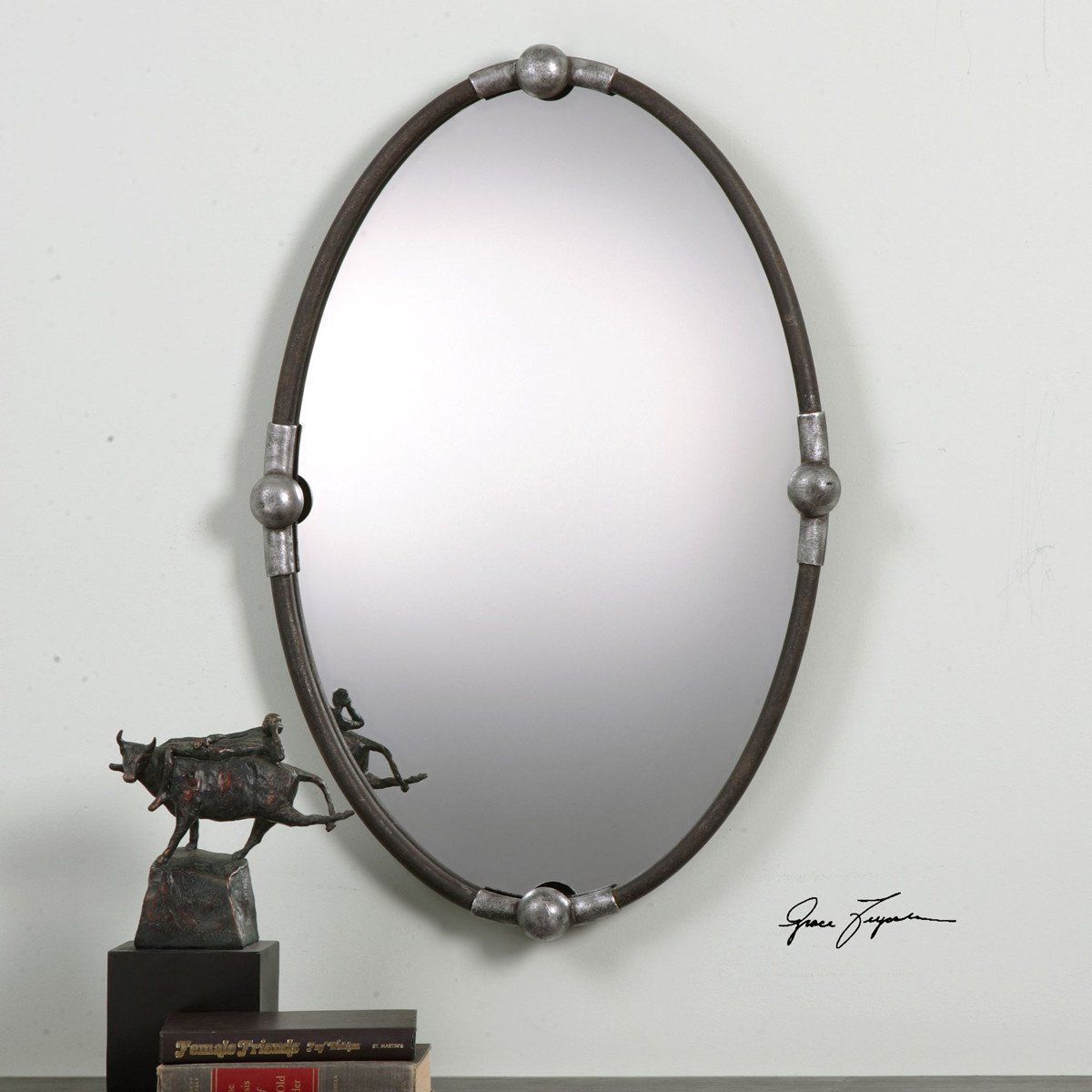Carrick Black Oval Mirror | Oval Mirror, Oval Wall Mirror, Mirror Wall Inside Black Oval Cut Wall Mirrors (View 5 of 15)