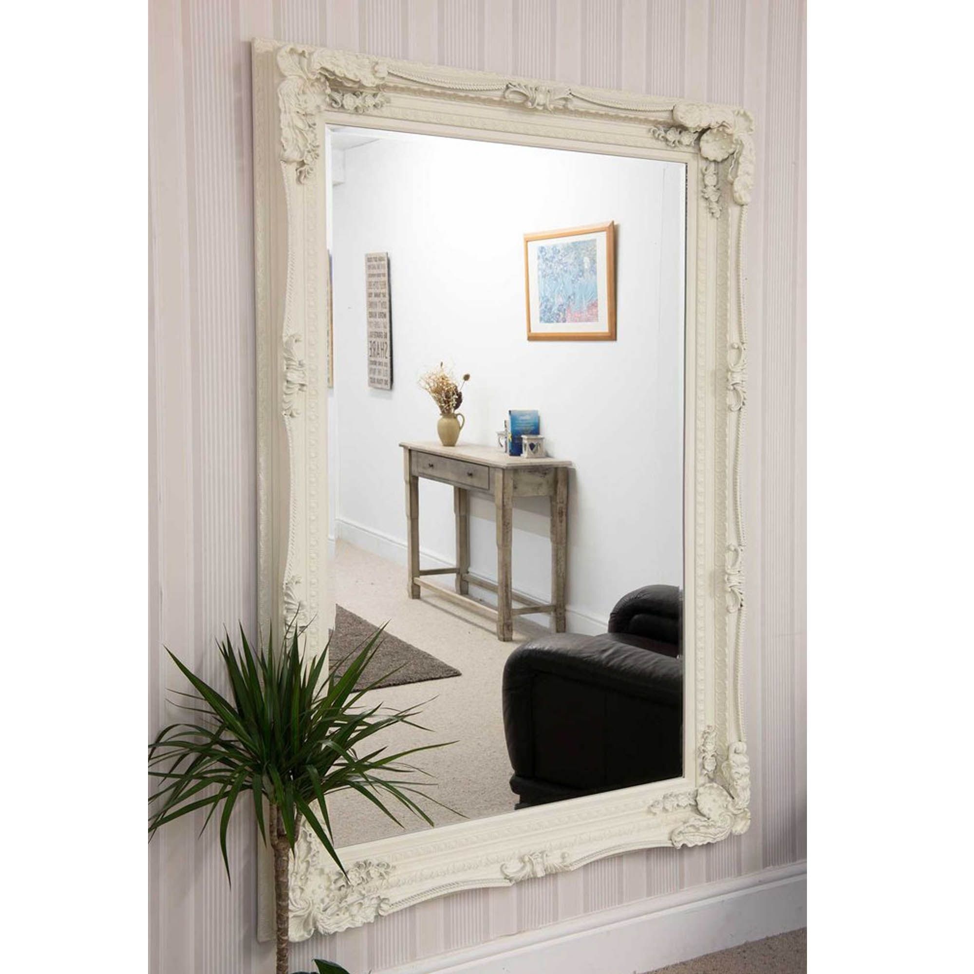 Carved Louis Antique French Style White Wall Mirror | Hd365 Inside White Wall Mirrors (View 6 of 15)