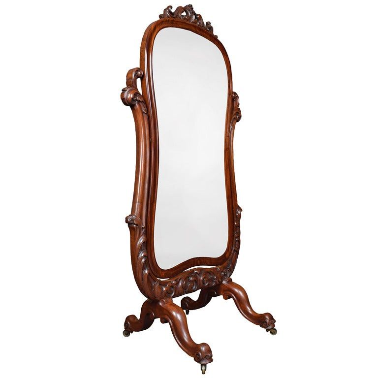 Carved Mahogany Cheval Mirror At 1stdibs Intended For Dark Mahogany Full Length Mirrors (View 10 of 15)
