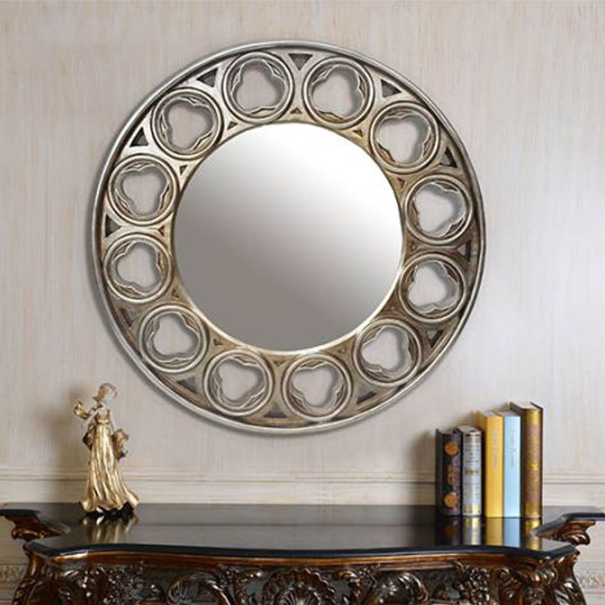 Celtic Round Mirror  Silver| Wall Mirrors | Contemporary Mirrors Intended For Scalloped Round Wall Mirrors (View 3 of 15)