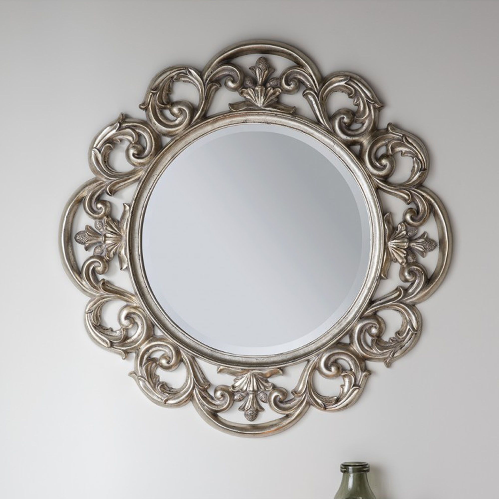 Chartwell Silver Wall Mirror | Wall Mirrors | Homesdirect365 For Silver Leaf Round Wall Mirrors (View 7 of 15)