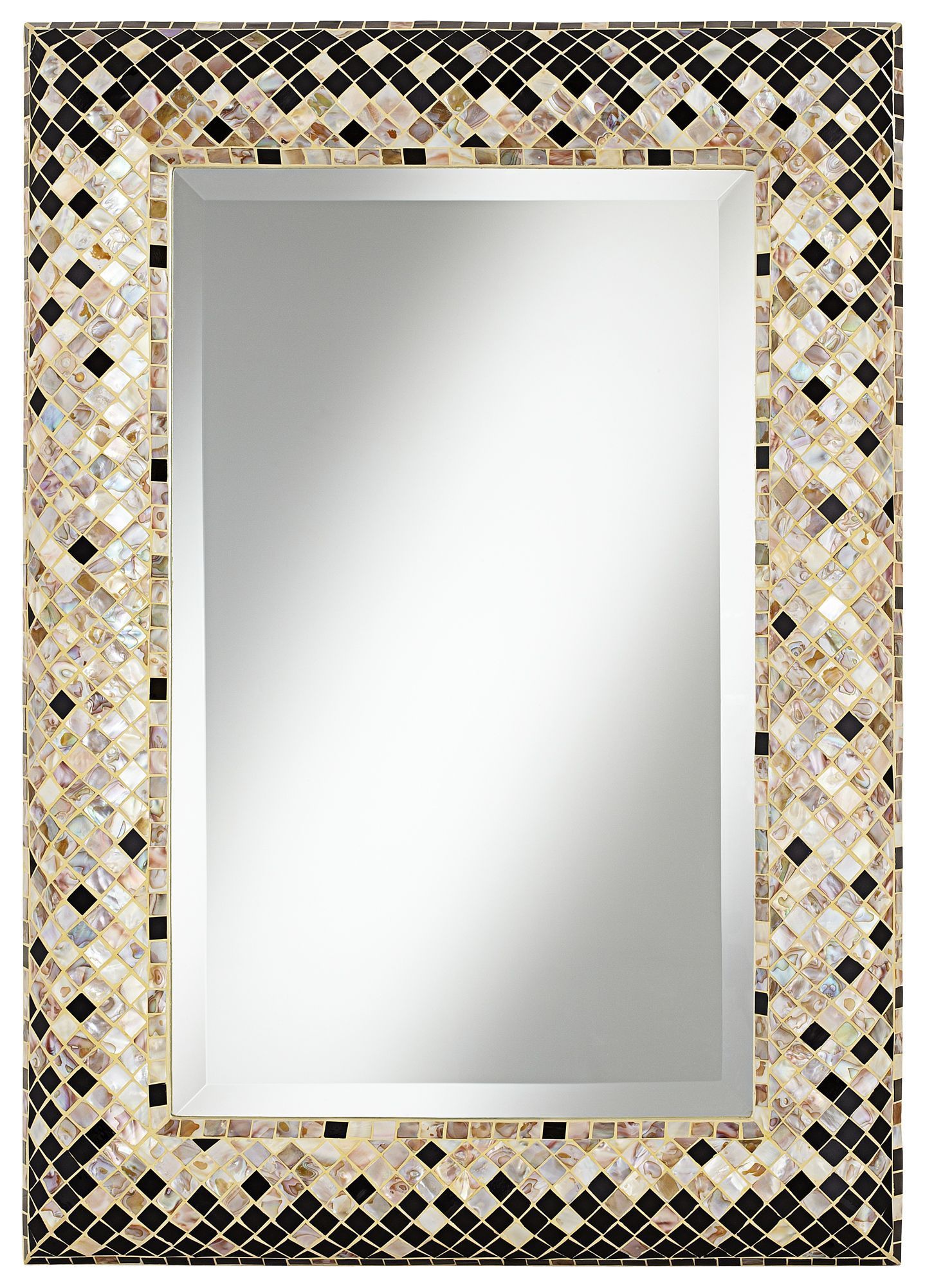 Checkered Sea Shell 33" Mosaic Wall Mirror – Eurostylelighting # With Shell Mosaic Wall Mirrors (View 1 of 15)