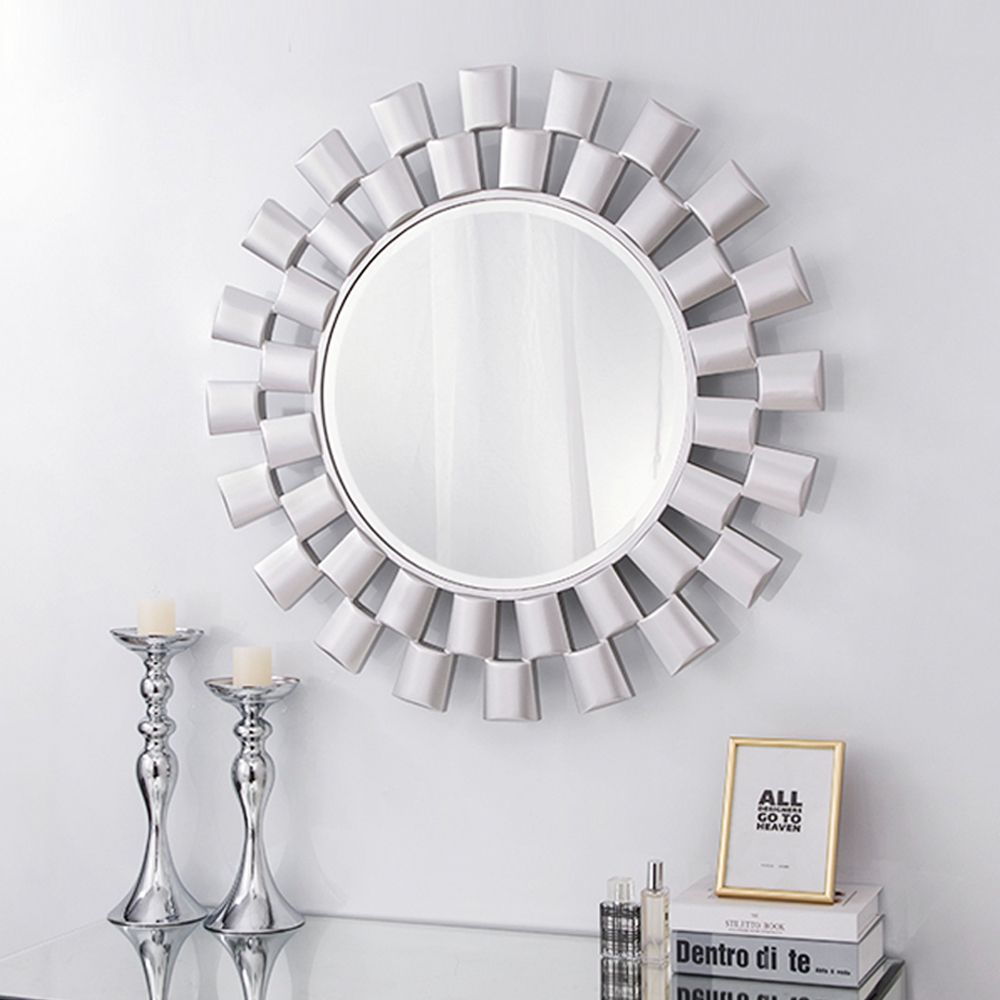 Chende Large 31.5'' Wall Mirror Round Decorative Mirror With Beveled Intended For Accent Wall Mirrors (Photo 8 of 15)