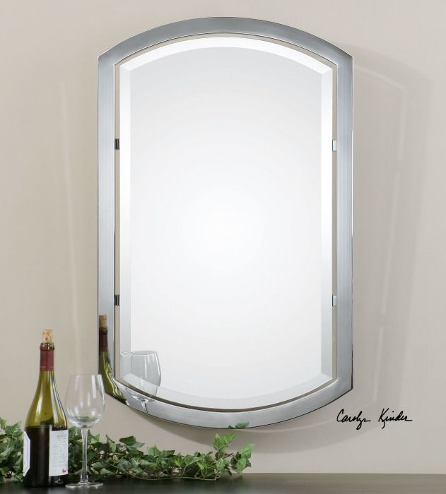 Chrome Bathroom Arched Metal Wall Mirror Large 37" Vanity 759526402231 For Arch Oversized Wall Mirrors (View 8 of 15)