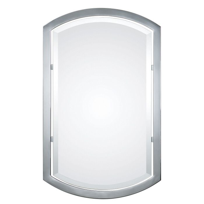 Chrome Bathroom Arched Metal Wall Mirror Large 37" Vanity 759526402231 Throughout Arch Oversized Wall Mirrors (View 11 of 15)