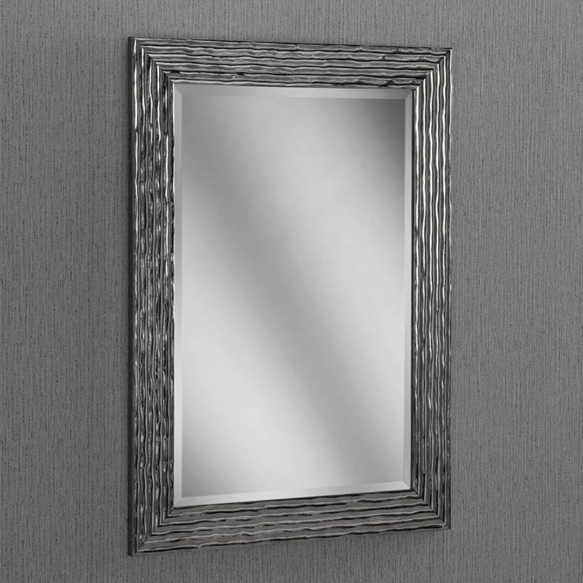 Chrome Grey Textured Wall Mirror | Decor | Homesdirect365 For Gray Wall Mirrors (View 8 of 15)