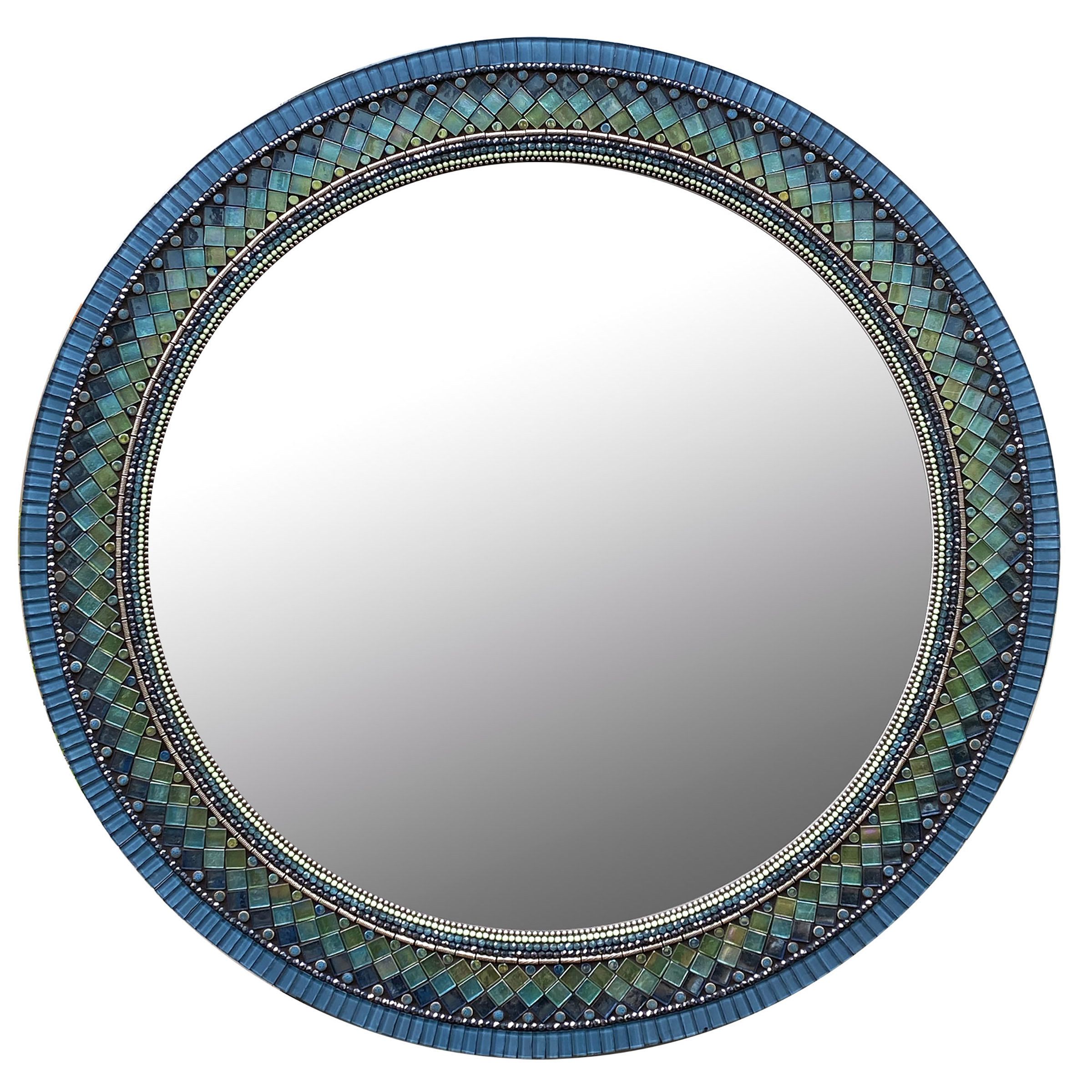 Classic Blue Mirrorangie Heinrich (art Glass Mirror) | Artful Home Regarding Glen View Beaded Oval Traditional Accent Mirrors (Photo 14 of 15)
