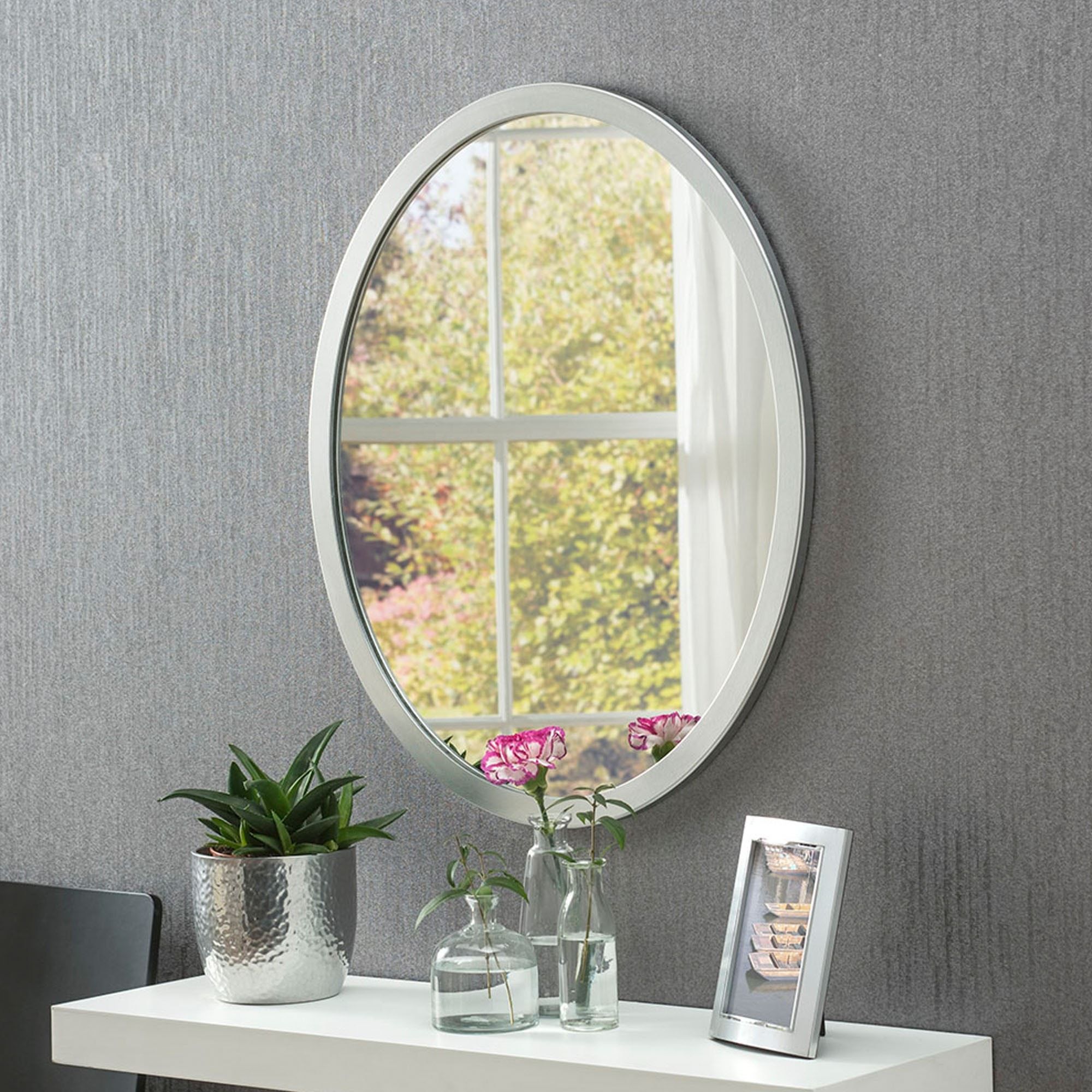 Classic Oval Silver Wall Mirror | Wall Mirrors Within Silver Asymmetrical Wall Mirrors (View 14 of 15)