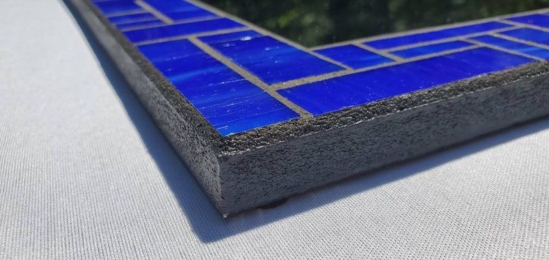 Cobalt Blue Stained Glass Mosaic Mirrorindiana Artisan | Etsy Pertaining To Gaunts Earthcott Wall Mirrors (View 4 of 15)