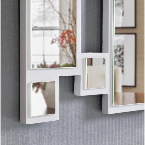 Collage 39x28 Glossy White Wall Mirror – Overstock – 5571700 Intended For Glossy Blue Wall Mirrors (Photo 13 of 15)
