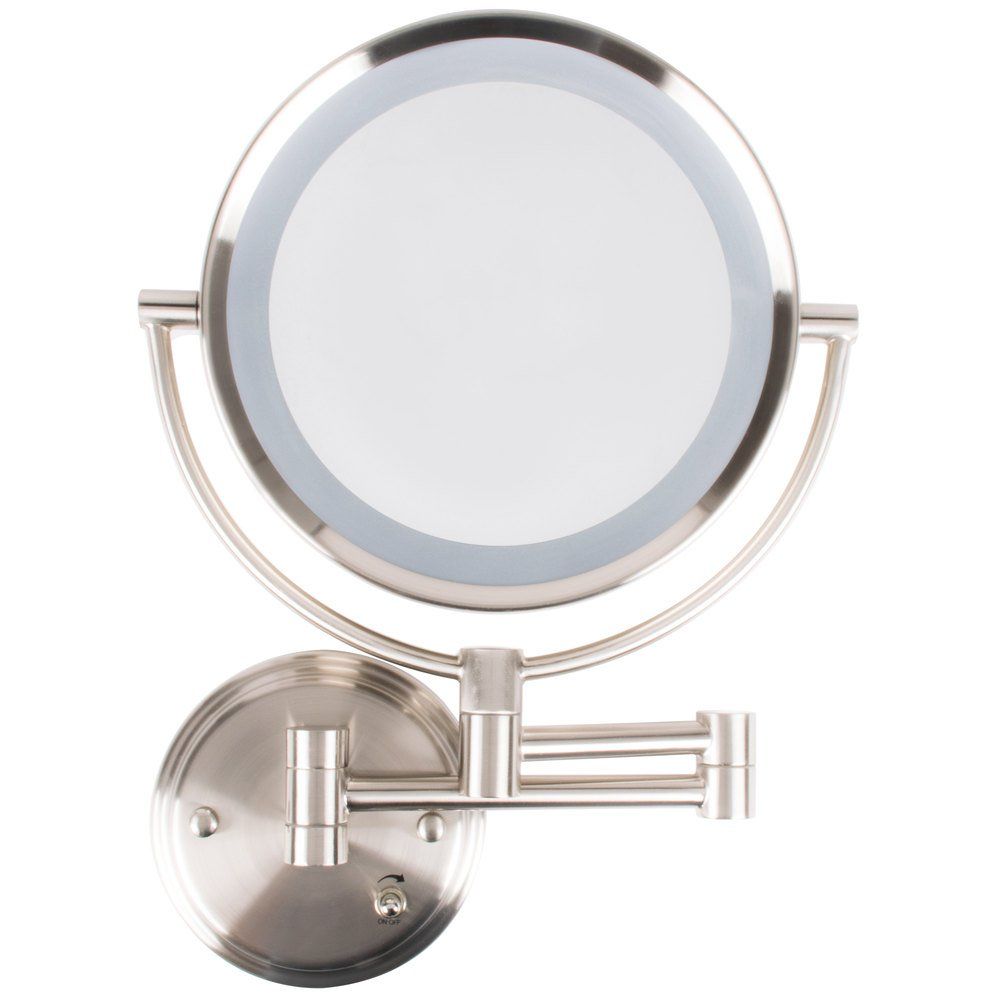 Conair Be11wd Wall Mount Mirror Lighted Brushed Nickel Pertaining To Nickel Floating Wall Mirrors (View 12 of 15)