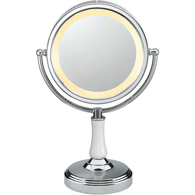 Conair Be70 Polished Chrome And Porcelain Round Illuminated Mirror With Regard To White Porcelain And Chrome Wall Mirrors (View 4 of 15)