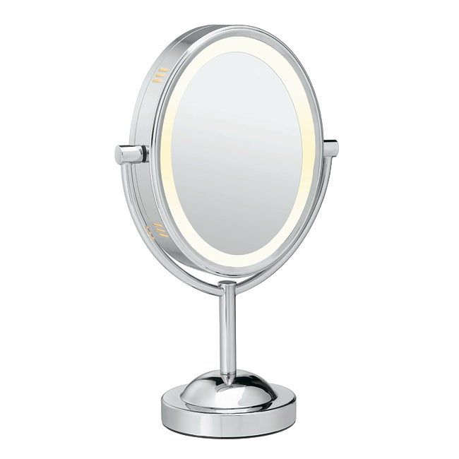 Conair Oval Chrome 1x 7x Double Sided Lighted Mirror – Overstock Pertaining To Chrome Led Magnified Makeup Mirrors (View 10 of 15)
