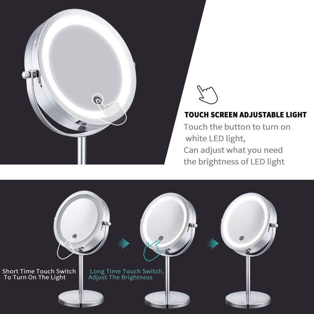 Conbo Lighted Magnifying Mirrors – 1x / 10x Magnification Eye Make Up Throughout Single Sided Chrome Makeup Stand Mirrors (View 9 of 15)