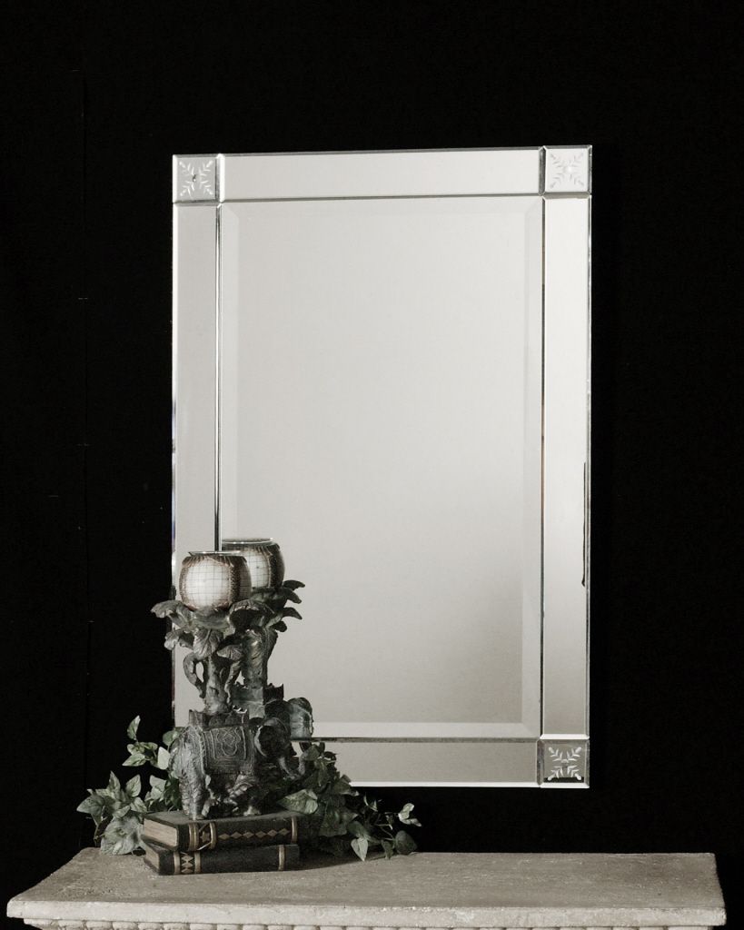 Contemporary Frameless Rectangular Beveled Wall Mirror 31" 759526404068 With Rectangle Pewter Beveled Wall Mirrors (View 9 of 15)