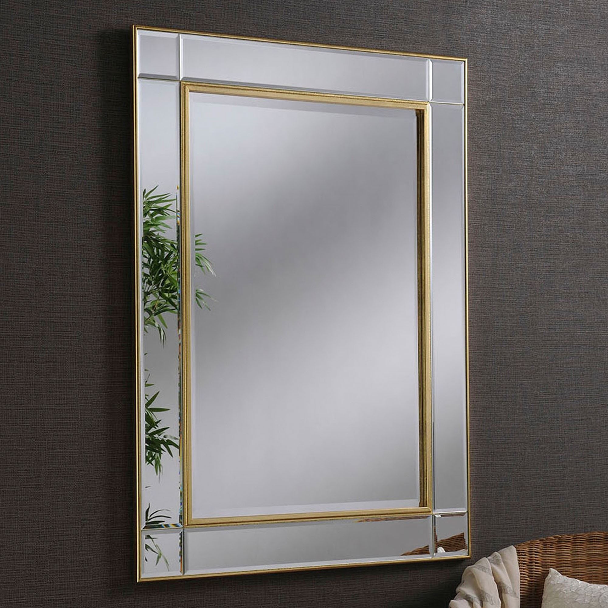 Contemporary Gold Beveled Wall Mirror | Contemporary Wall Mirrors With Regard To Sartain Modern & Contemporary Wall Mirrors (View 10 of 15)