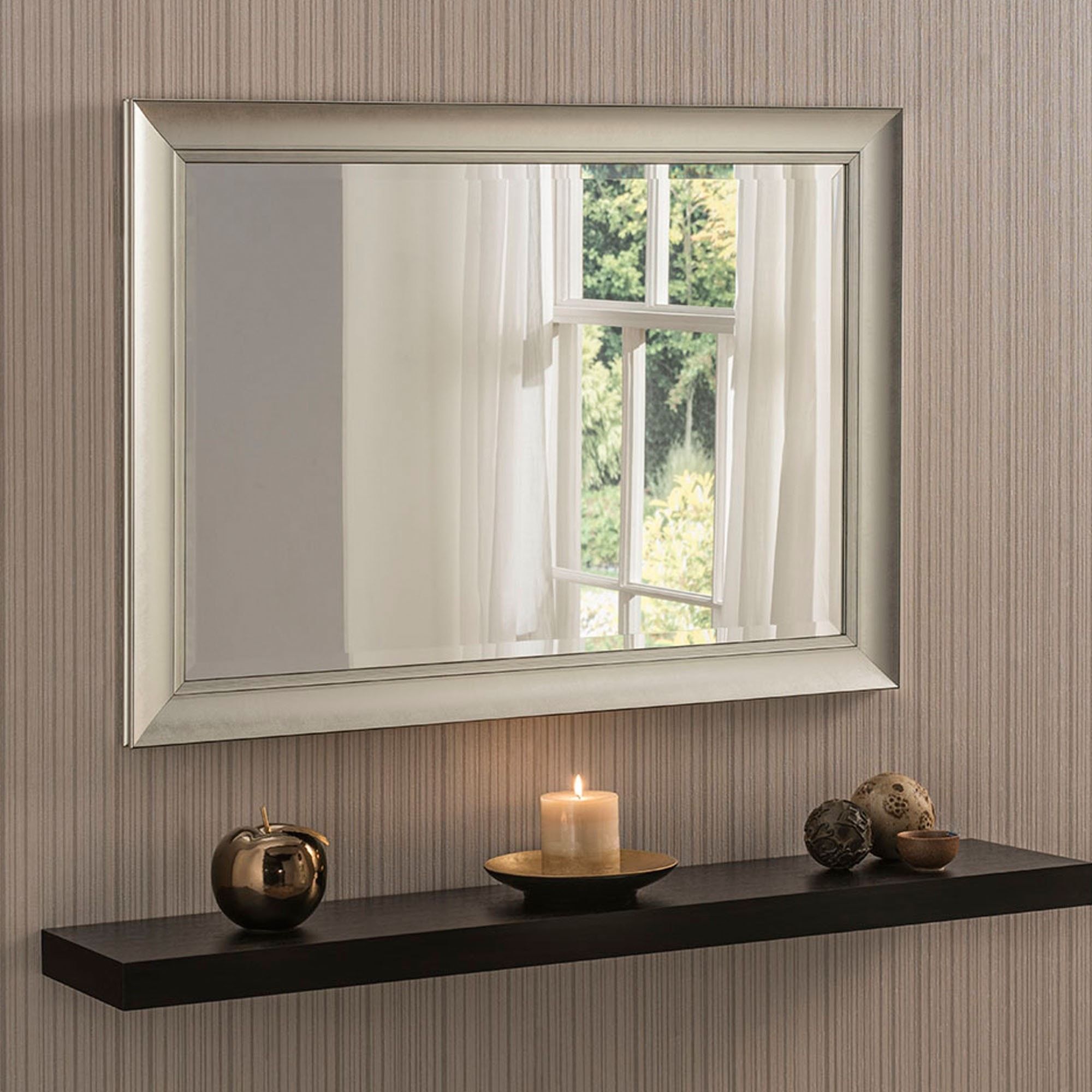 Contemporary Silver Beveled Wall Mirror | Wall Mirrors In Silver Metal Cut Edge Wall Mirrors (View 15 of 15)