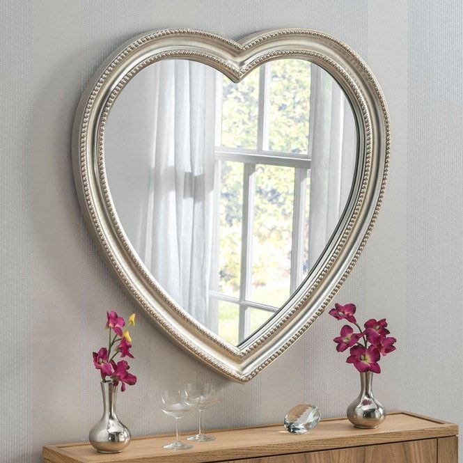 Contemporary Silver Heart Wall Mirror | Wall Mirror Within Silver High Wall Mirrors (View 11 of 15)