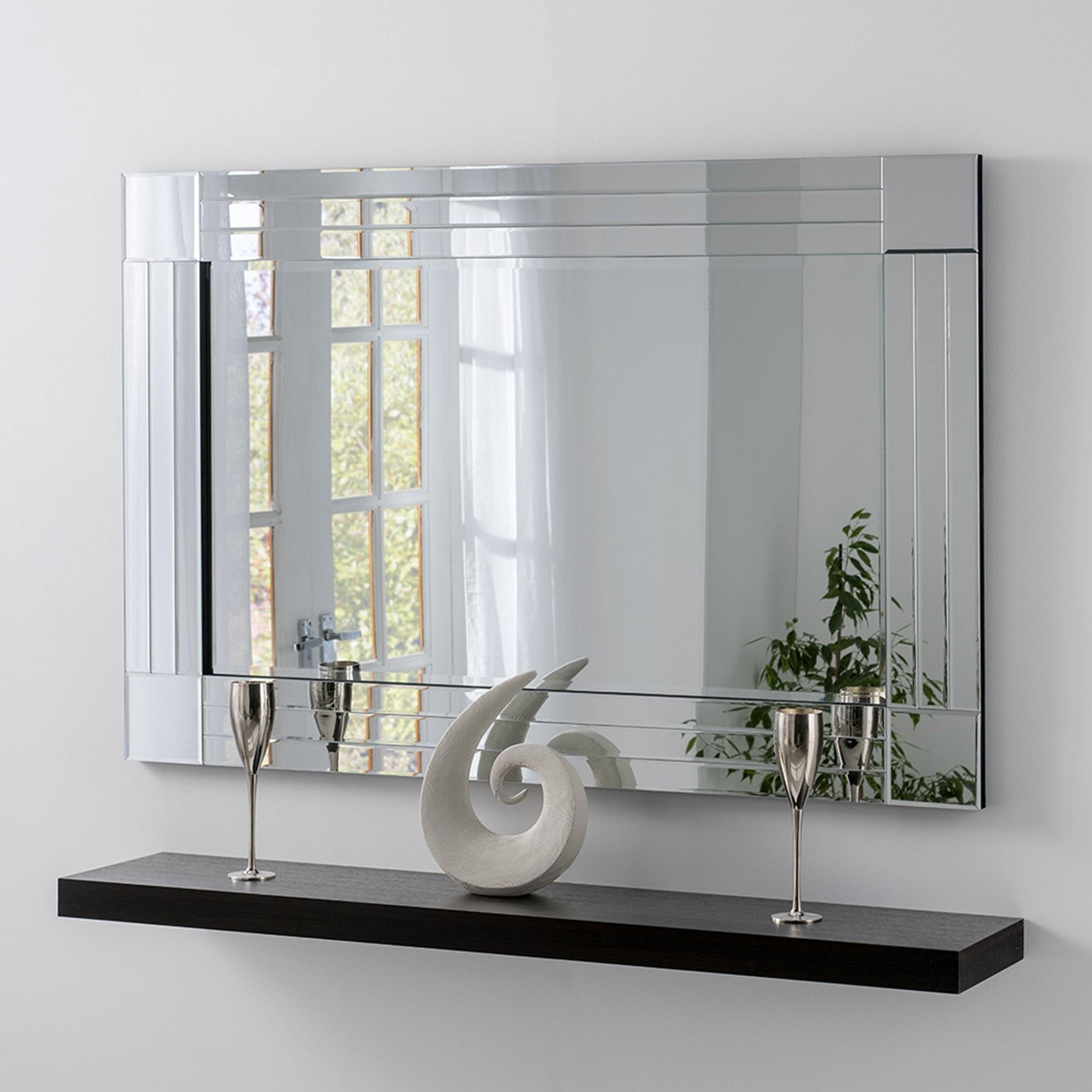 Contemporary Triple Bevelled Wall Mirror | Bevelled Wall Mirror With Regard To Wall Mirrors (View 13 of 15)