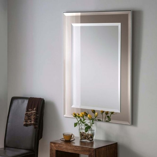 Contemporary Wall Mirror Bronze Rectangular Frame | Wall Mirrors Inside Rectangular Grid Wall Mirrors (View 14 of 15)