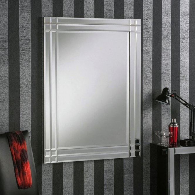 Contemporary Wall Mirror Rectangular Double Strip Frame | Wall Mirror Inside Sartain Modern &amp; Contemporary Wall Mirrors (View 7 of 15)