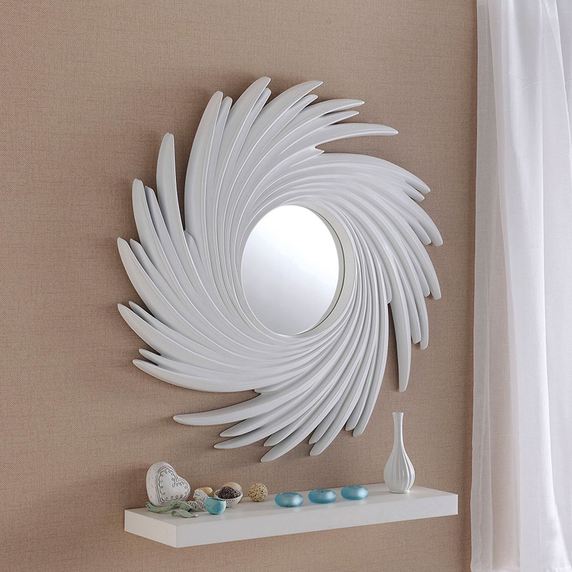 Contemporary White Swirl Wall Mirror | Contemporary Wall Mirrors In Sartain Modern & Contemporary Wall Mirrors (View 1 of 15)