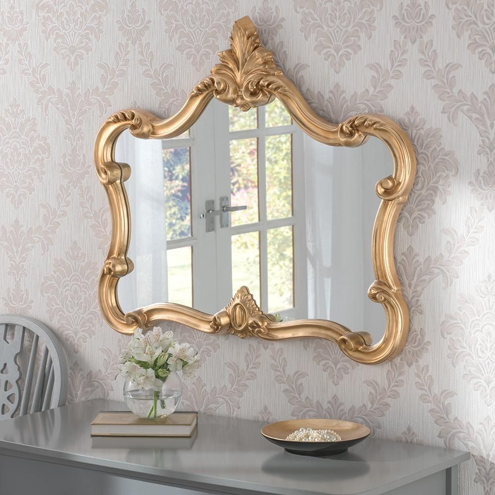 Crested Large Decorative Ornate Framed Wall Mirror: Gold – £ (View 10 of 15)