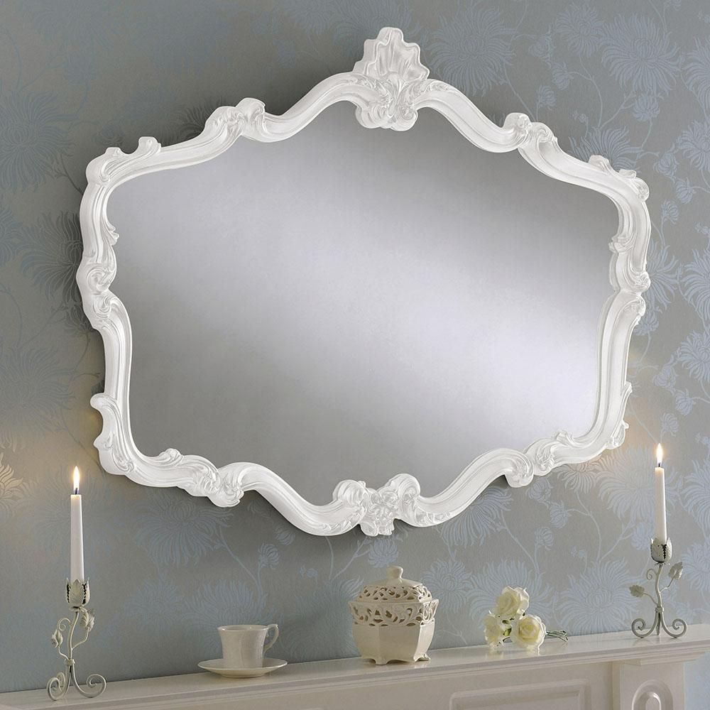 Crested Shaped Large Decorative Wall Mirror: White – £ (View 11 of 15)