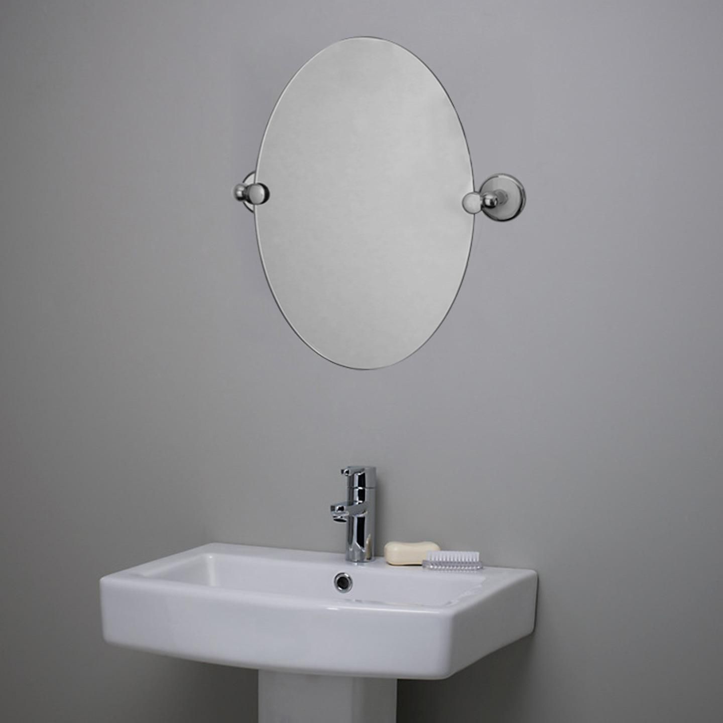 Croydex Islington Oval Frameless Bathroom Mirror Chrome/white Wall With Ceiling Hung Oval Mirrors (View 3 of 15)