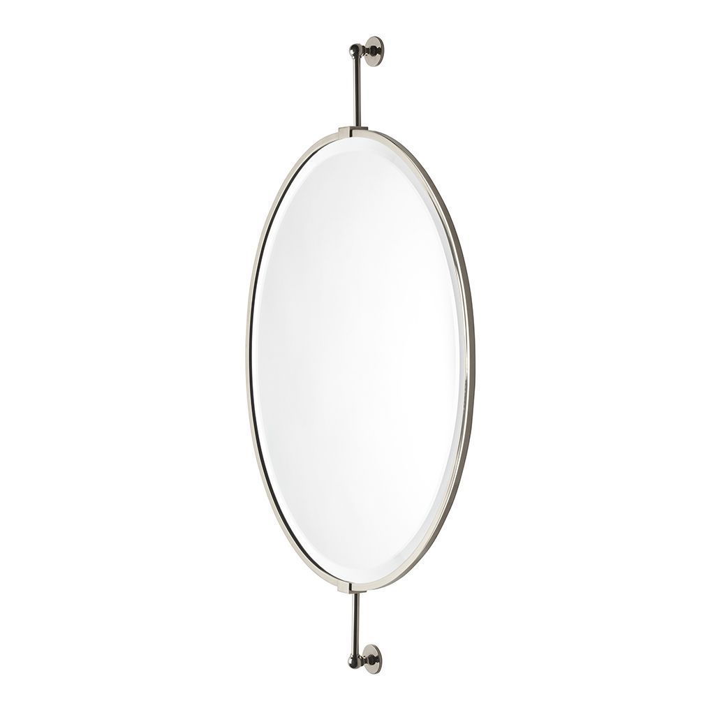 Crystal Wall Mounted Oval Mirror On Bar 24" X 2 1/2" X 42 3/16 Throughout Ceiling Hung Polished Nickel Oval Mirrors (View 9 of 15)