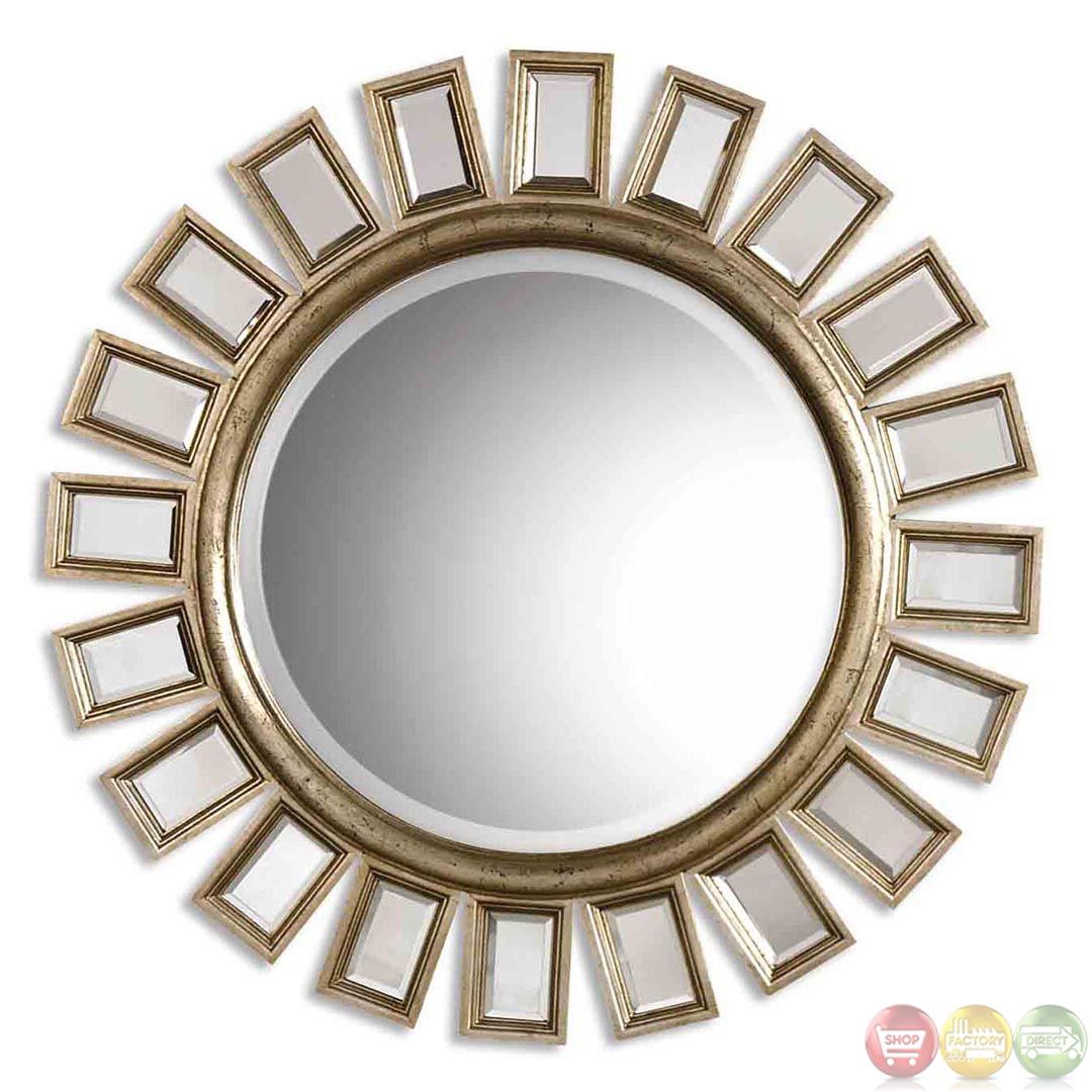 Cyrus Modern Distressed Silver Leaf Round Mirror 14076 B Intended For Distressed Black Round Wall Mirrors (View 10 of 15)