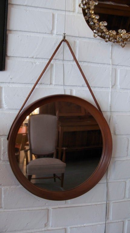 Danish Mirror With Leather Strap At 1stdibs Throughout Black Leather Strap Wall Mirrors (View 15 of 15)