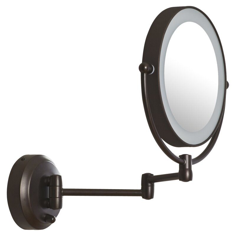 Darby Home Co Aldona Led Lighted 1x/10x Magnification Mount Wall Mirror Regarding Matte Black Led Wall Mirrors (View 3 of 15)