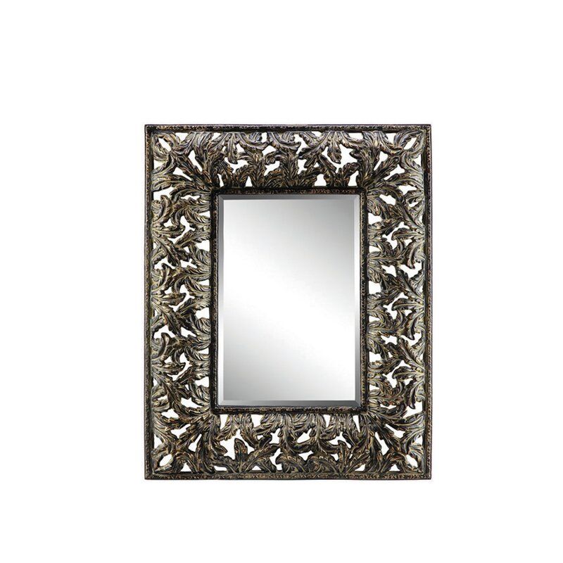 Darby Home Co Rectangle Black And Gold Wall Mirror | Wayfair Within Gold Leaf And Black Wall Mirrors (View 5 of 15)