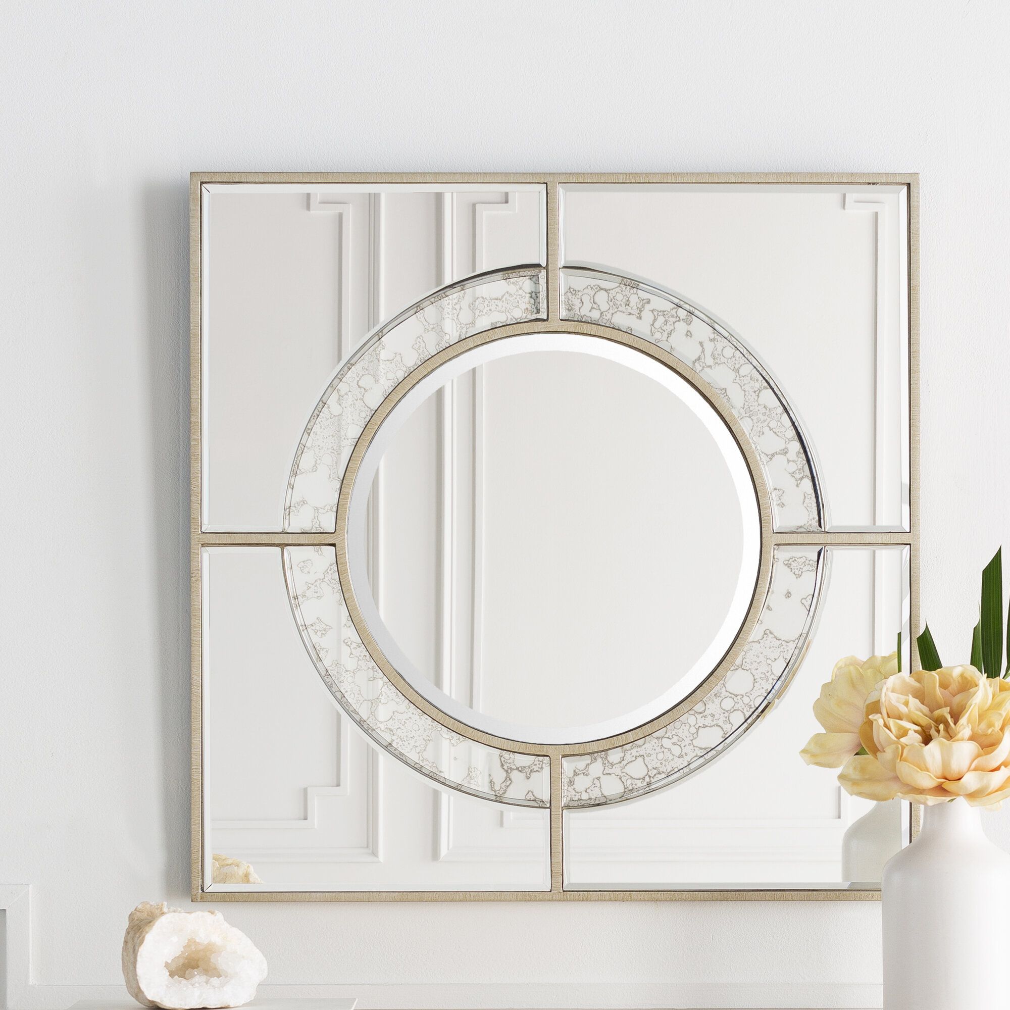 Darby Home Co Square Brown Traditional Beveled Wall Mirror | Ebay Intended For Tifton Traditional Beveled Accent Mirrors (View 7 of 15)