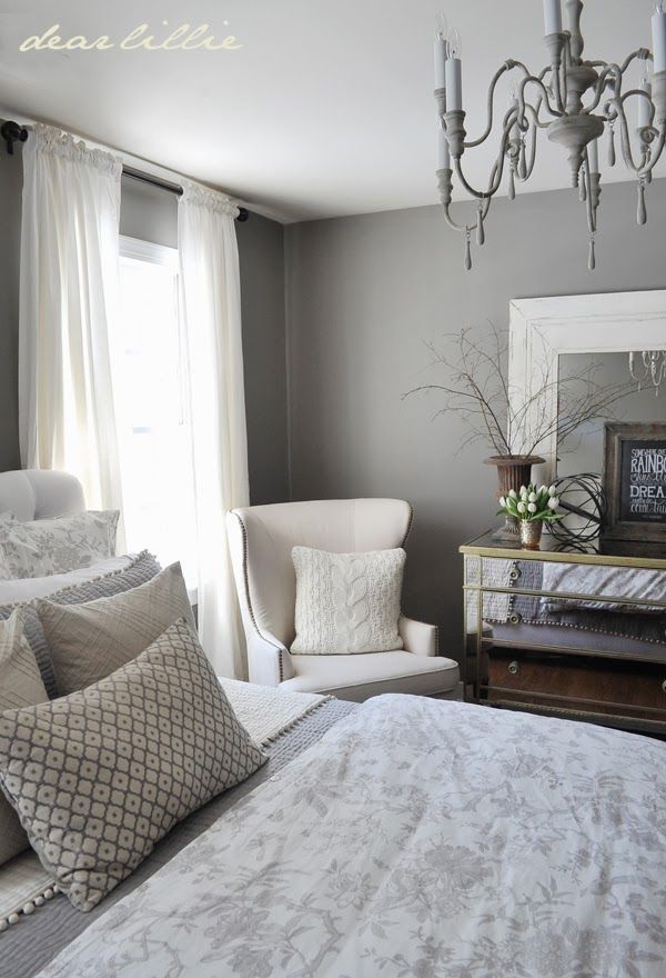 Dear Lillie: Our Gray Guest Bedroom And A Full Source List In Semi Gloss Black Beaded Oval Wall Mirrors (View 15 of 15)