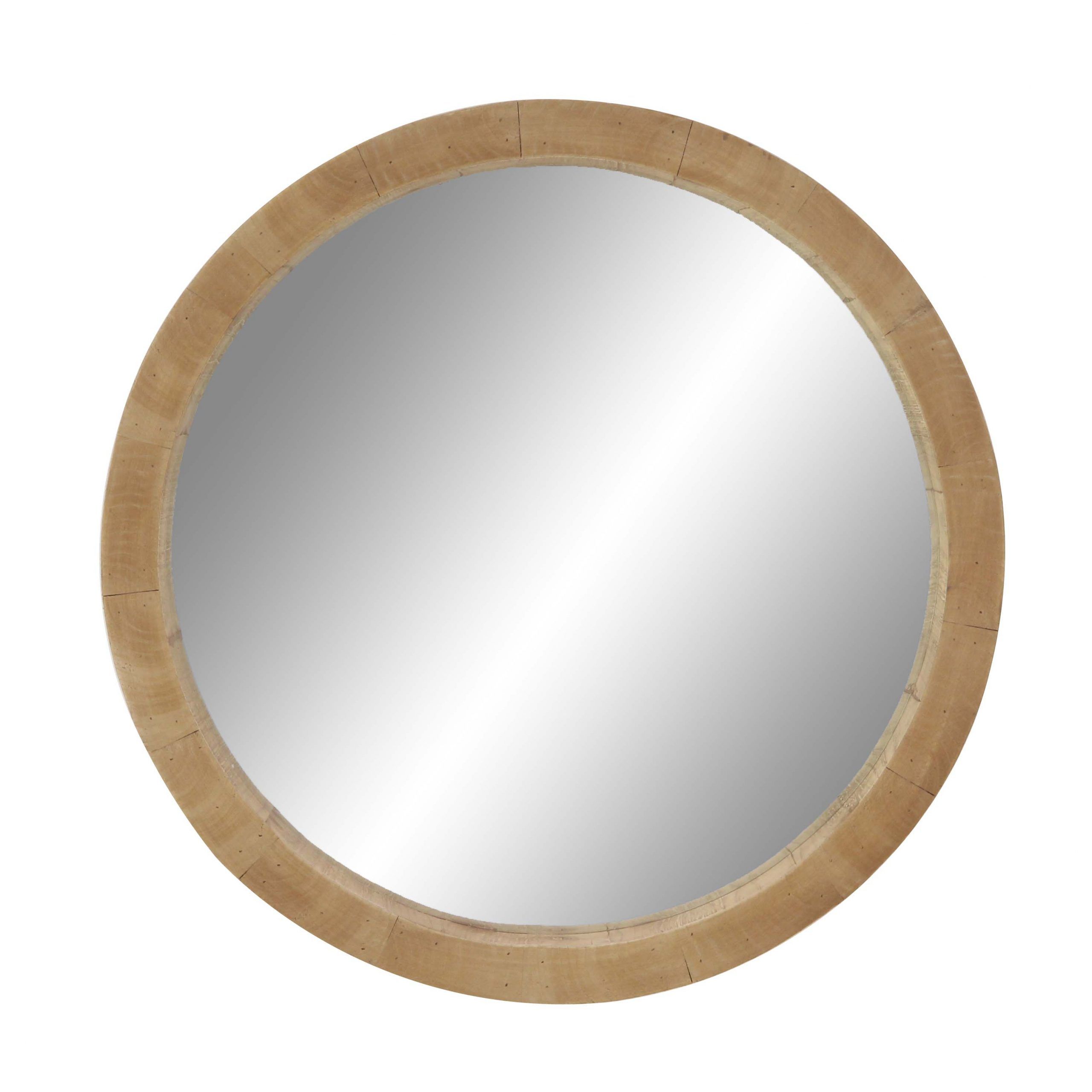 Decmode 24 Inch Rustic Wooden Round Wall Mirror, Brown – Walmart With Regard To Chestnut Brown Wall Mirrors (View 14 of 15)