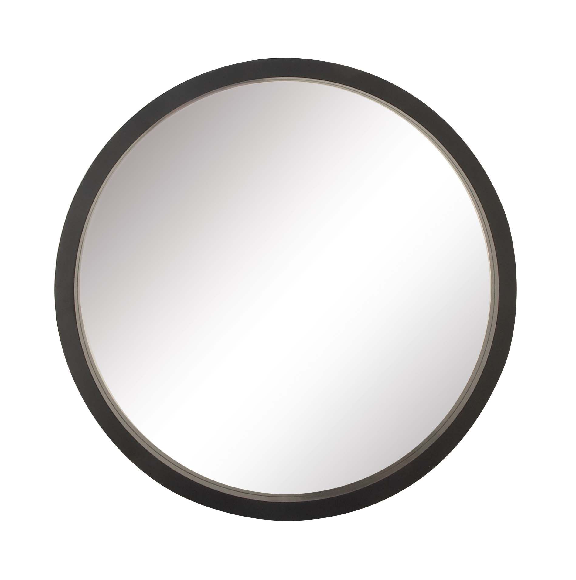Decmode 32 Inch Contemporary Wooden Framed Round Wall Mirror, Black With Black Openwork Round Metal Wall Mirrors (View 1 of 15)