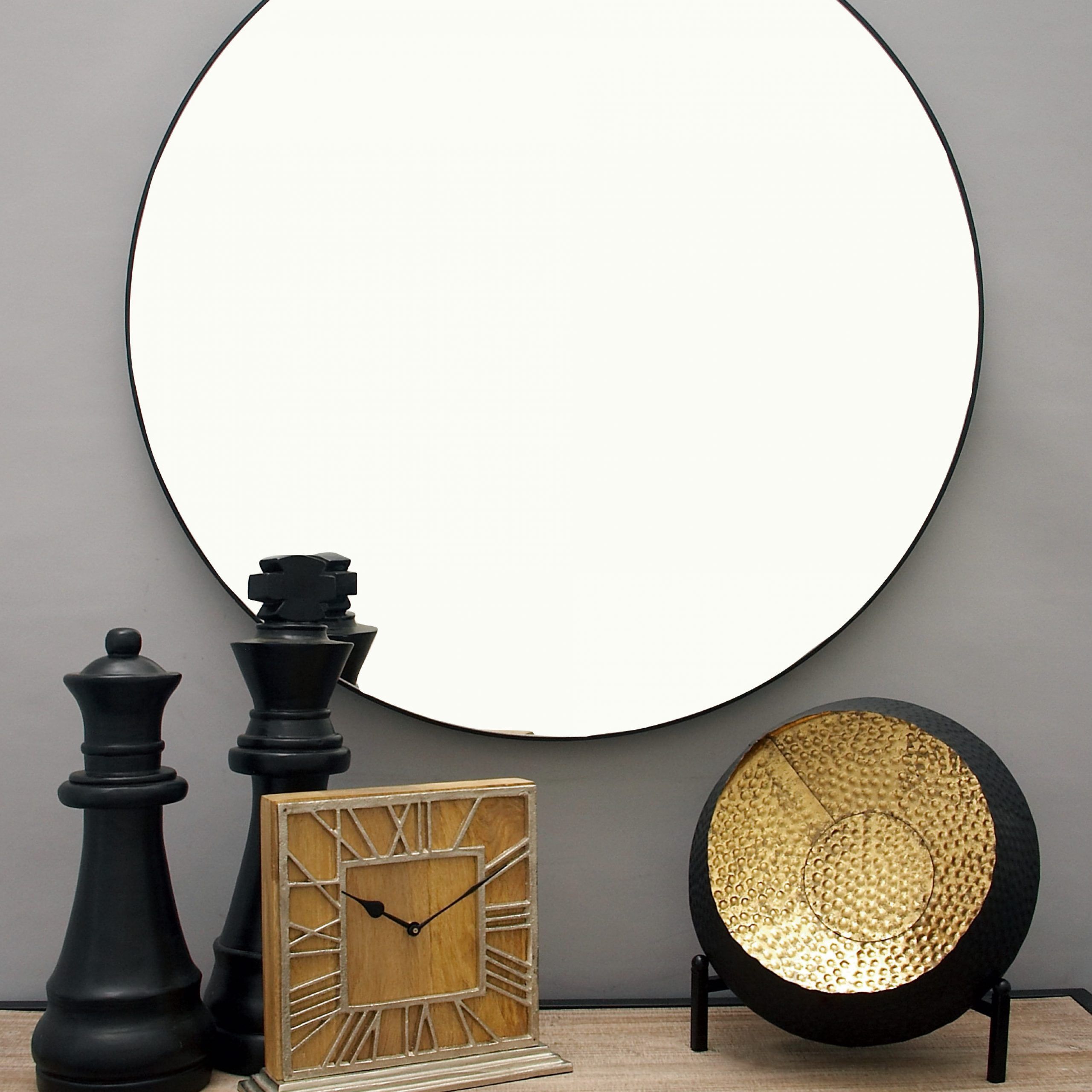 Decmode 36"d Round Accent Contemporary Mirror, Black, Set Of 1 With Regard To Matthias Round Accent Mirrors (View 1 of 15)