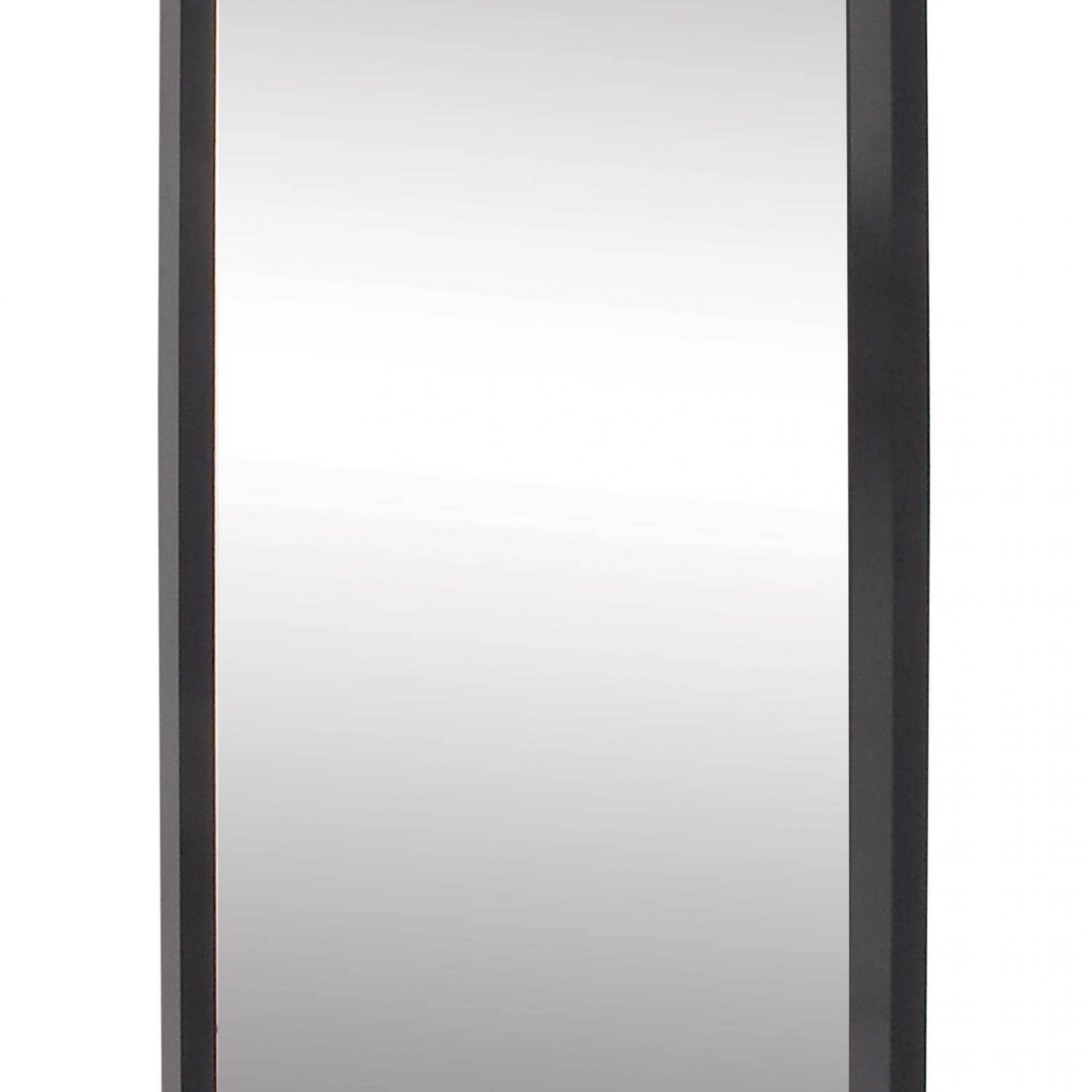 Decmode Contemporary 47 X 20 Inch Wooden Rectangular Wall Mirror, Black With Regard To Black Beaded Rectangular Wall Mirrors (View 8 of 15)