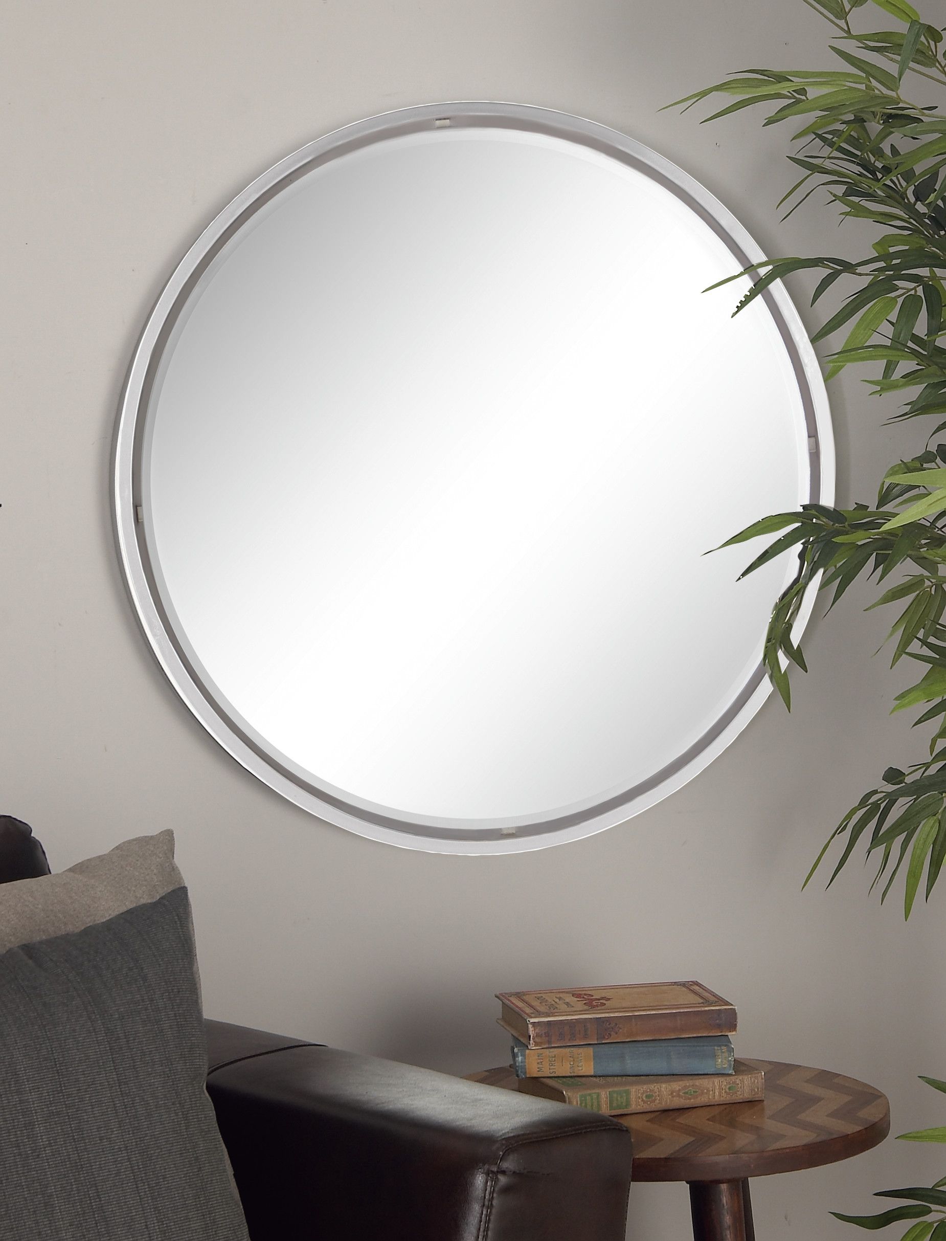 Decmode Extra Large Round Silver Wall Mirror, 30" – Walmart Pertaining To Round Scalloped Wall Mirrors (View 1 of 15)