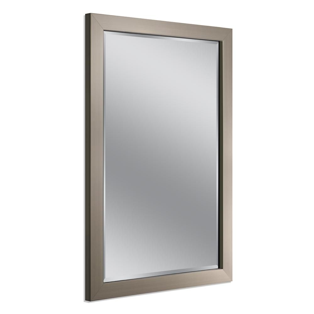 Deco Mirror 28 In. W X 40 In. H Framed Rectangular Beveled Edge Within Hogge Modern Brushed Nickel Large Frame Wall Mirrors (Photo 1 of 15)