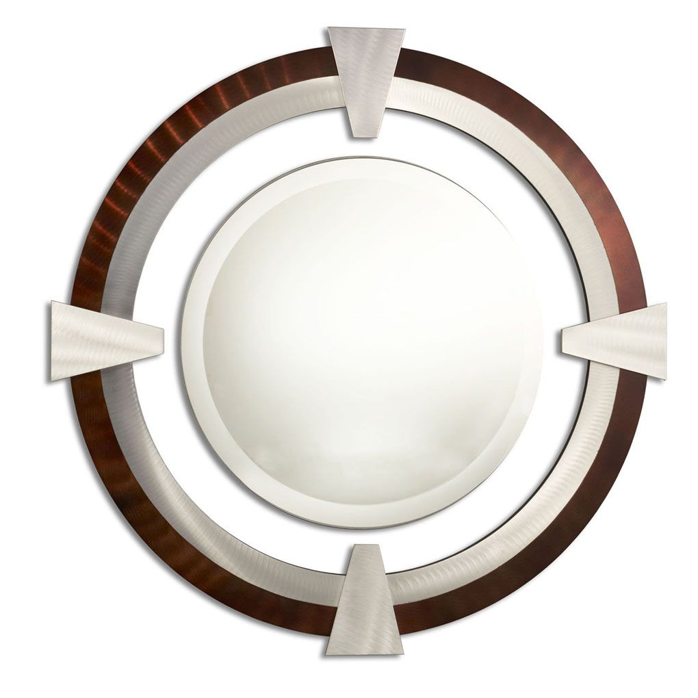 Deco Round Decorative Mirror Rootbeer | Accent Mirrors For Single Sided Polished Wall Mirrors (View 15 of 15)