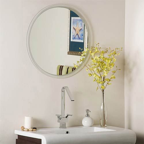 Decor Wonderland Contempo Round Frameless Bathroom Mirror Ssm440 | Bellacor Inside Round Frameless Bathroom Wall Mirrors (View 5 of 15)
