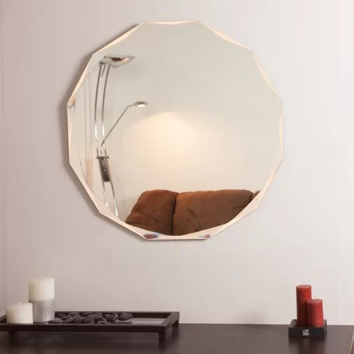 Decor Wonderland Frameless Diamond Wall Mirror & Reviews | Wayfair Inside Round Frameless Bathroom Wall Mirrors (View 7 of 15)