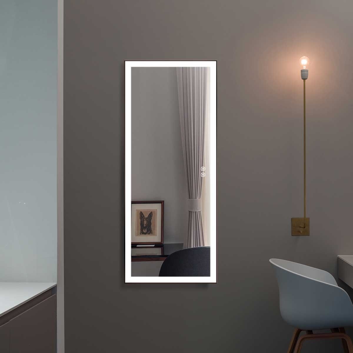 Decoraport 48 X 20 Inch Led Full Length Mirror/dressing Mirror With With Matte Black Led Wall Mirrors (View 14 of 15)