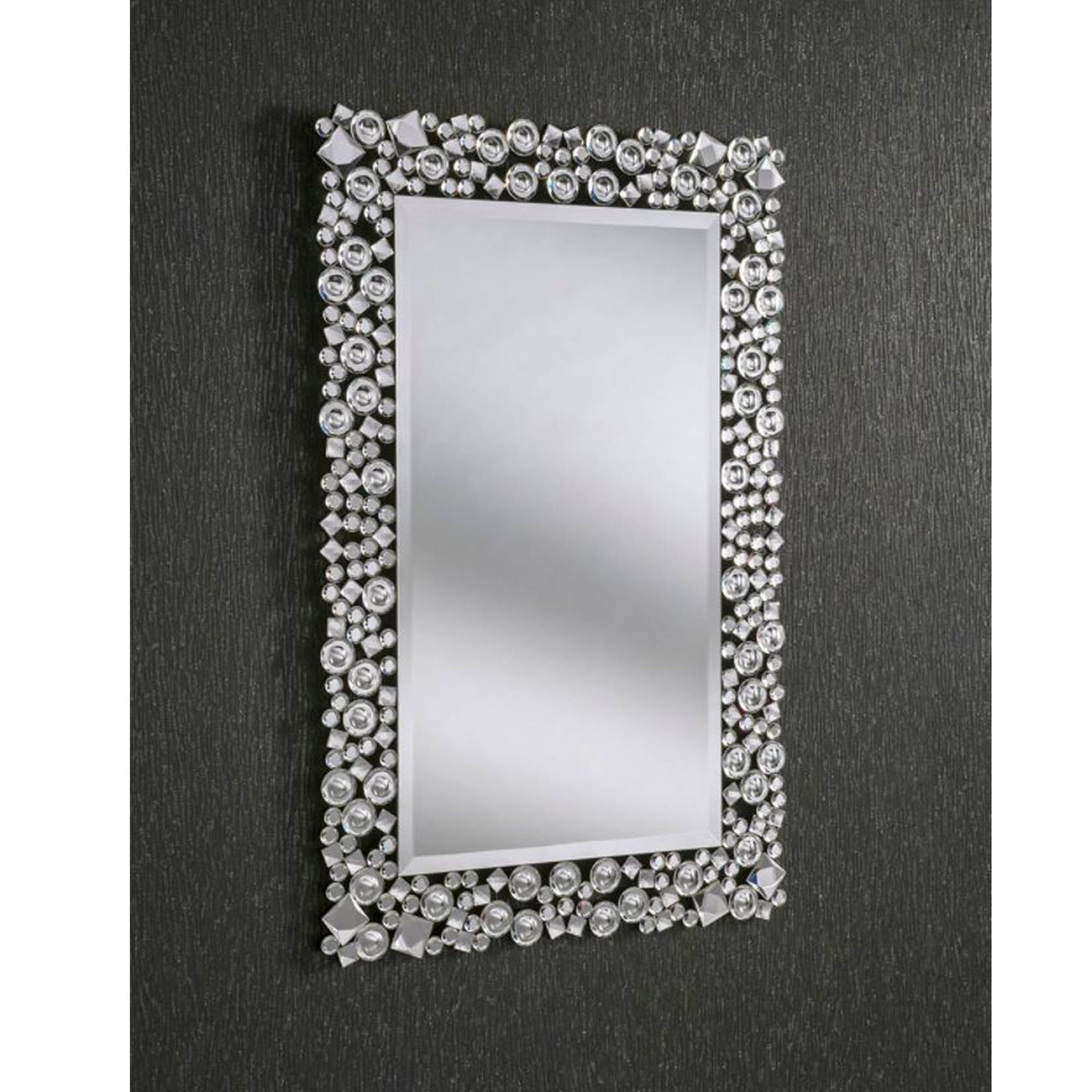 Decorative Crystal Rectangular Wall Mirror | Homesdirect365 Intended For Rectangular Grid Wall Mirrors (View 9 of 15)