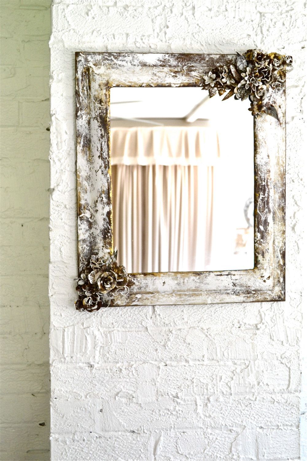 Decorative Metal Rose Framed Mirror Ornate Distress Mirror Rustic Throughout Bruckdale Decorative Flower Accent Mirrors (View 5 of 15)